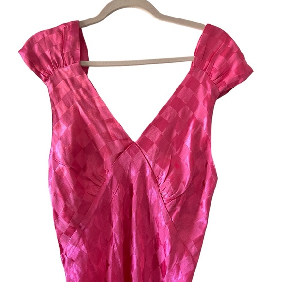 Jen’s Pirate Booty Hot Pink Wavecrest Check Jacquard Maxi‎ Dress Medium - Picture 6 of 8